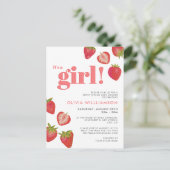 Aardbeimeisjes babyshower uitnodiging (Staand voorkant)