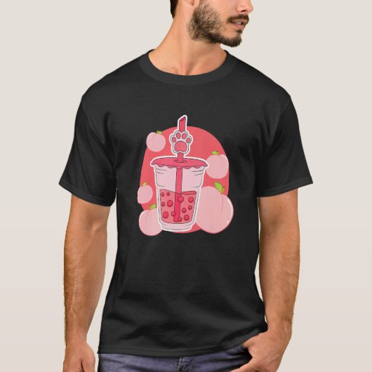 Aardbeimelk Groovy Karton Kattenpoten T-shirt (Voorkant)