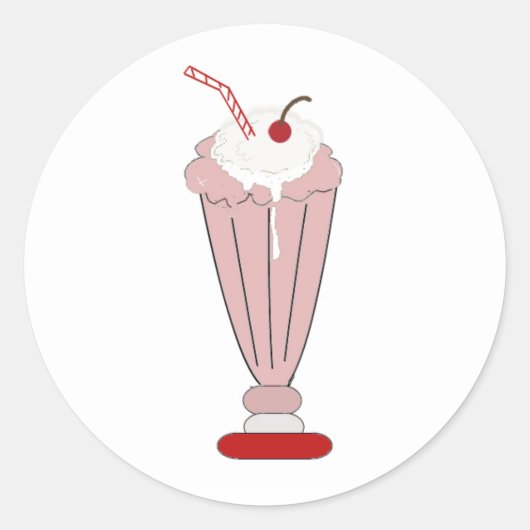 Aardbeimilkshake Ronde Sticker (Voorkant)