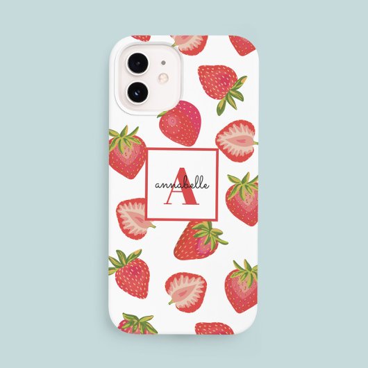 Aardbeimonogram Initiaal Case-Mate iPhone Case