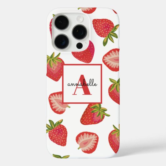 Aardbeimonogram Initiaal Case-Mate iPhone Case (Achterkant)