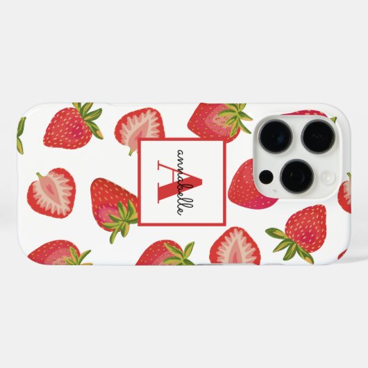 Aardbeimonogram Initiaal Case-Mate iPhone Case (Achterkant (horizontaal))