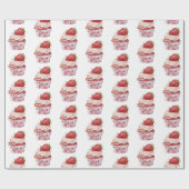 Aardbeimuffintaart Lieveheersbeestjes Verjaardag Cadeaupapier (Vlak)