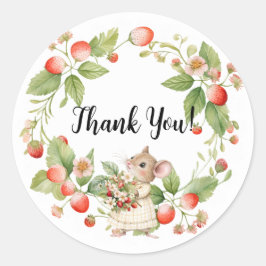 Aardbeimuis Baby shower-dank u kaart Ronde Sticker