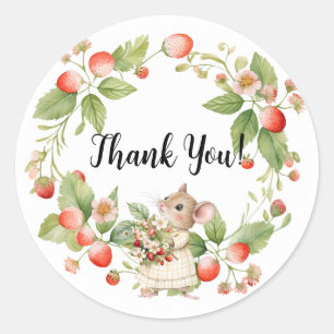 Aardbeimuis Baby shower-dank u kaart Ronde Sticker