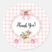 Aardbeimuizen Baby Shower-Bedank Sticker (Voorkant)