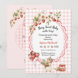 Aardbeimuizen Baby Shower Uitnodiging