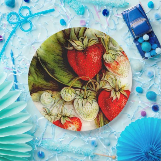  aardbeipapier  papieren bordje (Feest)