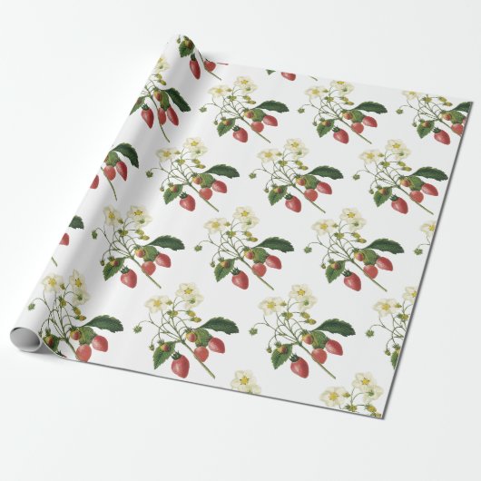 Aardbeipatroon Cadeaupapier (Uitgerold)