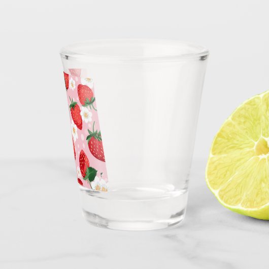 Aardbeipatroon glazen beker (Rechts)