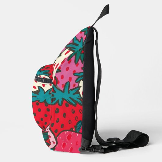 Aardbeipatroon Sling Bag (Rechts)