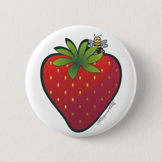 aardbeipen ronde button 5,7 cm (Voorkant)
