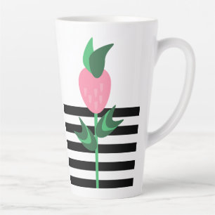 Aardbeiplant Zwarte Strepen Latte Mok