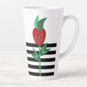 Aardbeiplant Zwarte Strepen Latte Mok
