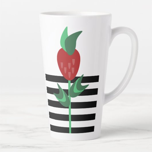Aardbeiplant Zwarte Strepen Latte Mok (Rechts)