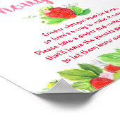 Aardbeiroze Baby shower luidere gedachten Poster (Hoek)