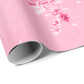  aardbeiroze Floral Toile Fabric nr. 5 Cadeaupapier (Rol Hoek)