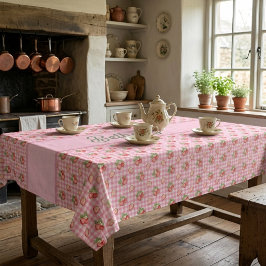 Aardbeiroze Gingham ruitpatroon Tafelkleed