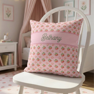 Aardbeiroze Gingham Rutpatroon Kussen