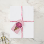 Aardbeiroze ijsschuimsteen cadeaulabel (Met Touw)