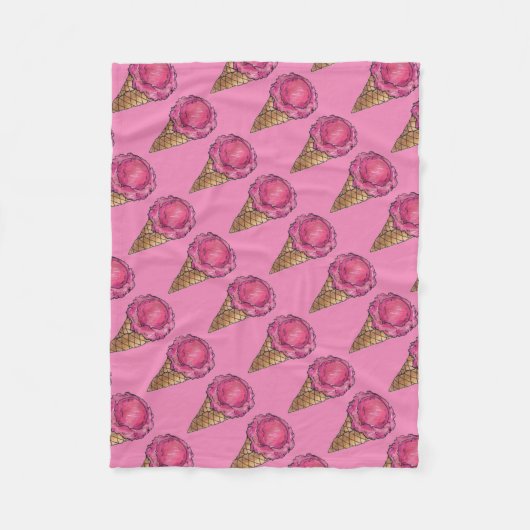 Aardbeiroze ijsschuimsteen fleece deken (Voorkant)