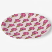 Aardbeiroze ijsschuimsteen papieren bordje (Gekanteld)