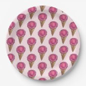 Aardbeiroze ijsschuimsteen papieren bordje (Voorkant)