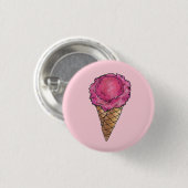 Aardbeiroze ijsschuimsteen ronde button 3,2 cm (Voorkant /achterkant)