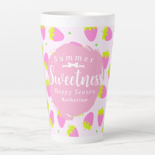 aardbeiroze latte mok (Voorkant)