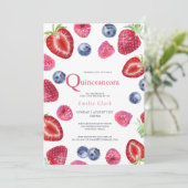 aardbeiroze Quinceanera Birthday Kaart (Staand voorkant)