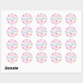 aardbeiroze ronde sticker (Vel)