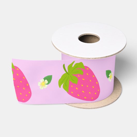 aardbeiroze satijnen lint (Spoel)