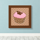 Aardbeiroze voorgekookte perskoeken canvas afdruk (Insitu (Houten vloer))
