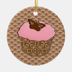 Aardbeiroze voorgekookte perskoeken keramisch ornament