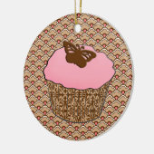 Aardbeiroze voorgekookte perskoeken keramisch ornament (Links)