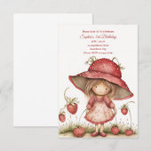 Aardbeismeisje Feest Uitnodiging (Voorkant / Achterkant)