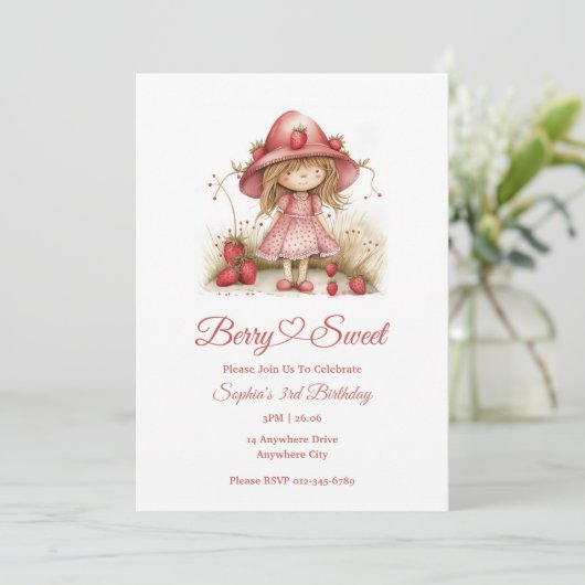 Aardbeismeisjesfeest Kaart (Staand voorkant)