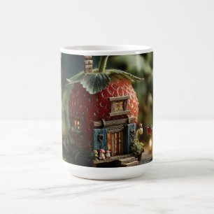Aardbeisprookjeshuis met miniatuur waslijn koffiemok