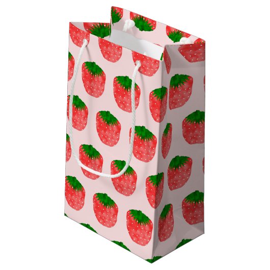 Aardbeitekening Aangepaste tekst Klein Cadeauzakje (Achterkant Gekanteld)