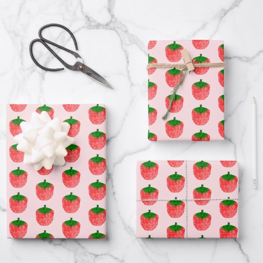 Aardbeitekening Inpakpapier Vel (Voorkant)