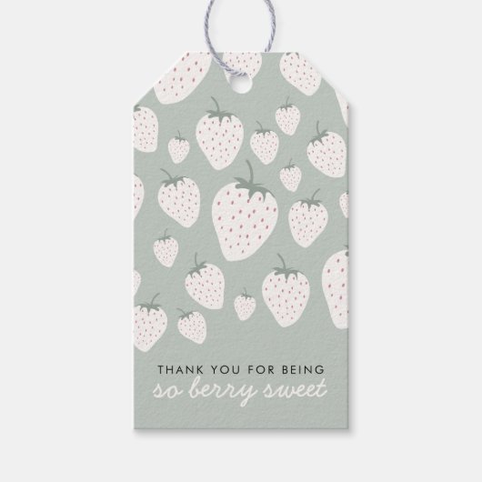 aardbeivelden Berry Sweet Blauwgroen Girl Favor Cadeaulabel (Voorkant)