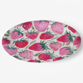 Aardbeivelden zomertijd picknick roze papieren bordje (Gekanteld)