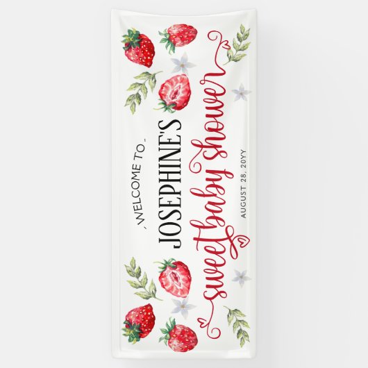  aardbeivruchten "Baby shower zoet" Spandoek (Verticaal)