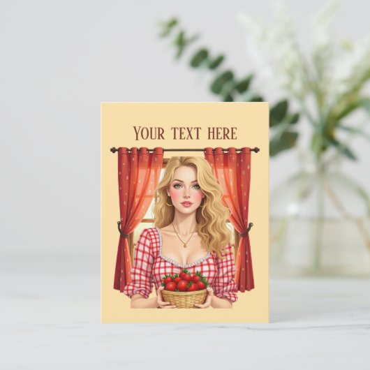 Aardbeleverkopers aanpasbaar briefkaart (Staand voorkant)