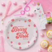 Aardbery Berry First Birthday Summer Napkins Papieren Bordje (Feest)
