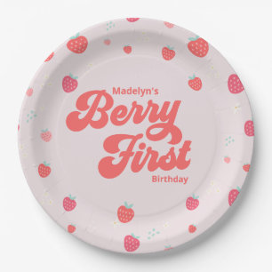 Aardbery Berry First Birthday Summer Napkins Papieren Bordje
