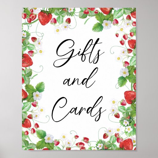 Aardbes Berry Sweet | Baby shower voor geschenken  Poster (Voorkant)