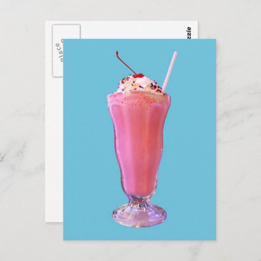 Aardbes Milkshake Briefkaart (Voorkant / Achterkant)