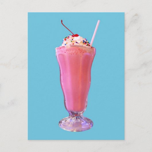 Aardbes Milkshake Briefkaart (Voorkant)