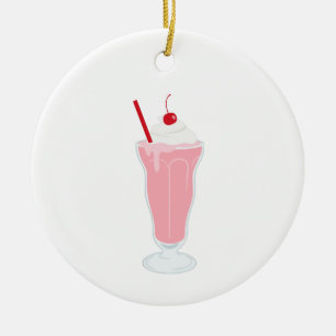 Aardbes Milkshake Keramisch Ornament